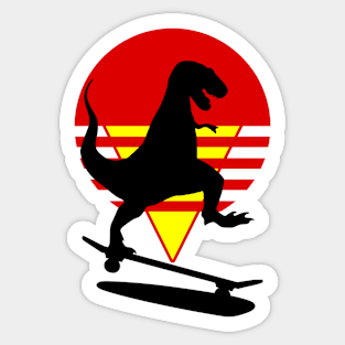 Dinosaur skateboarding skater skating shredding logo Sticker